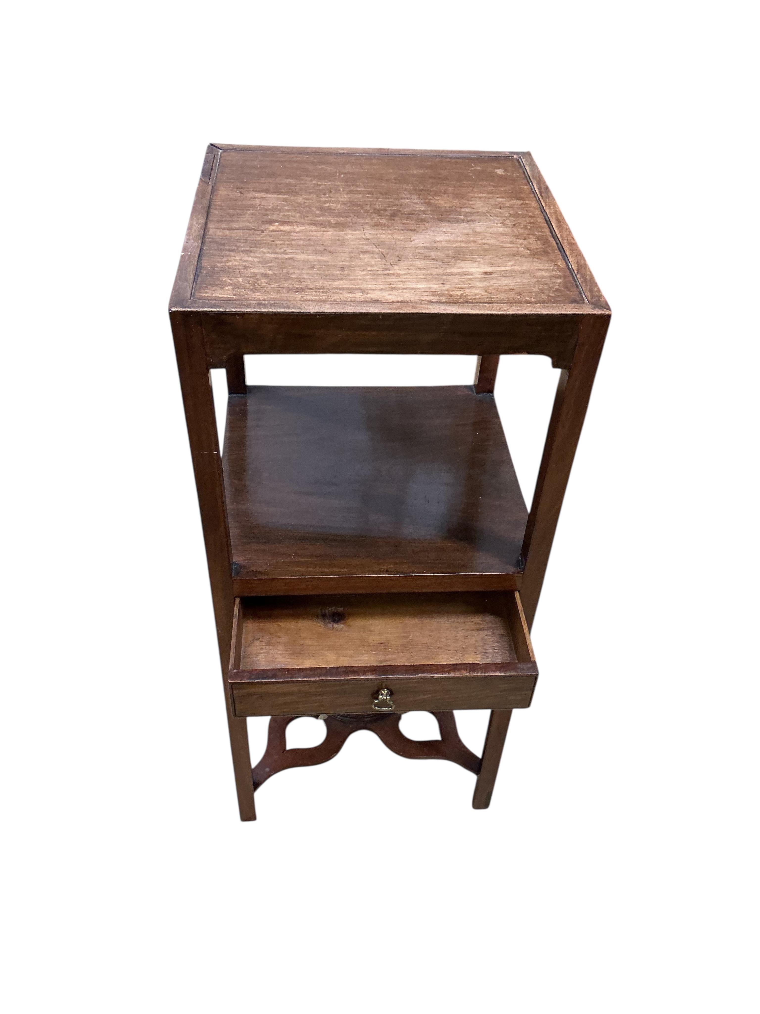 Two George III mahogany wash stands, larger width 33cm, depth 33cm, height 77cm